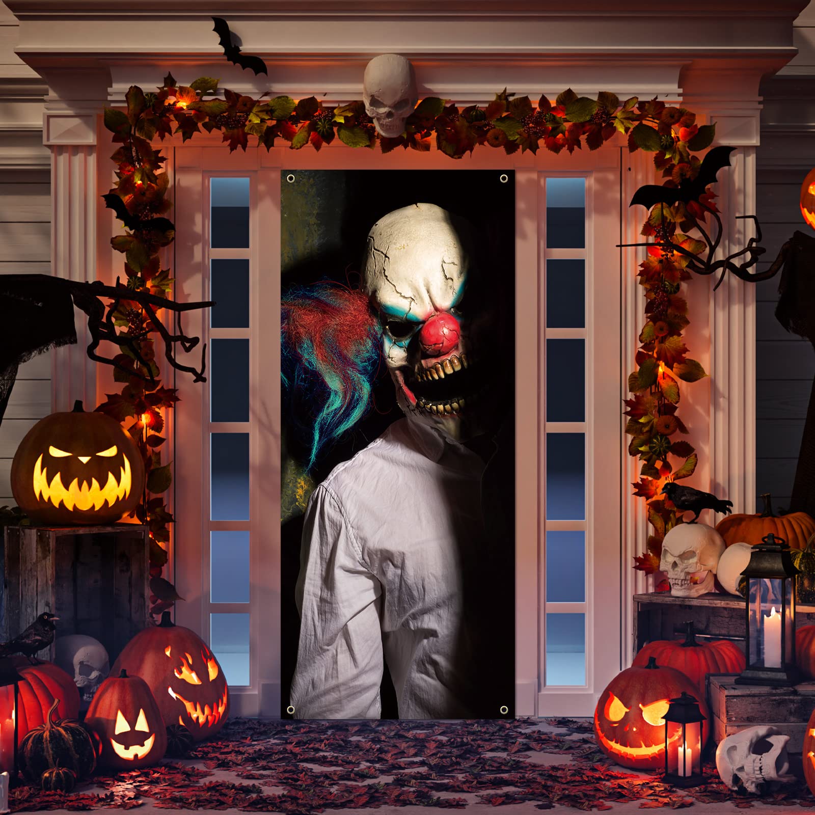 Amazon.co.jp: 邪悪なピエロ ゴースト ドアカバー ハロウィーンのドア